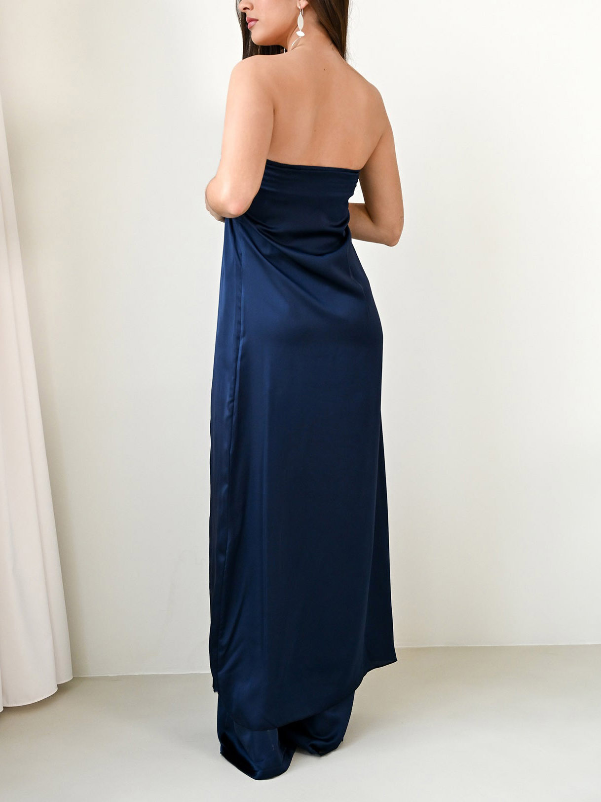 Elegant Strapless Satin Top & Pants Two-Piece Set