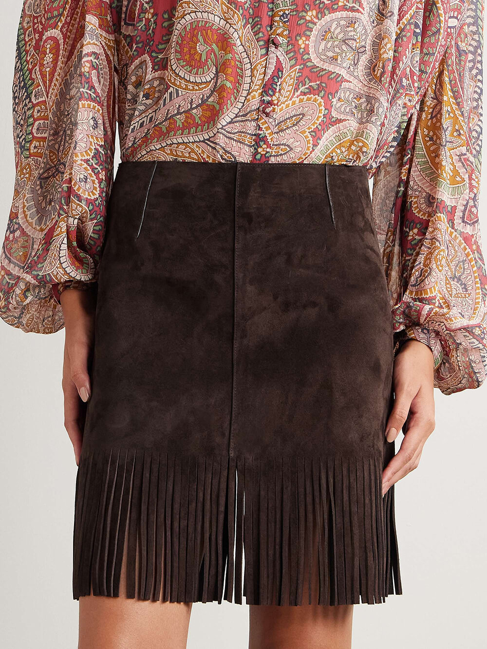 Elegant Fringe Suede Mini Skirt