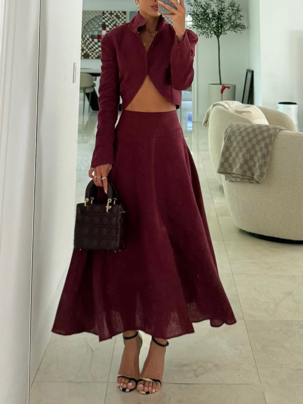Elegant Front Slit A-line Skirt