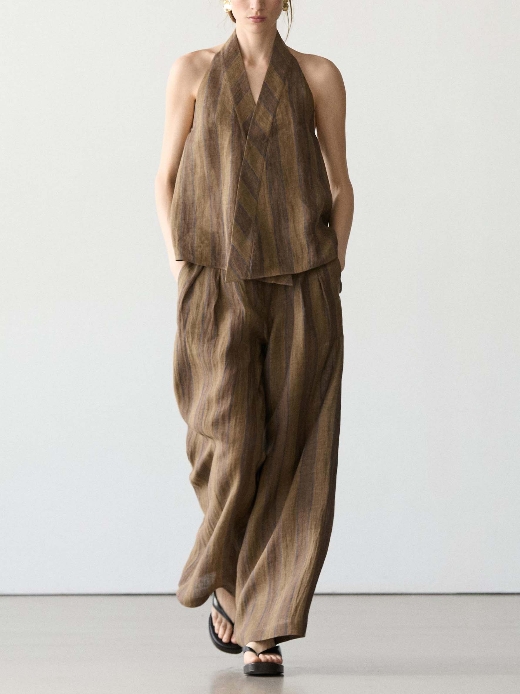 Minimalist Halter Loose Top & Wide-Leg Pants Set