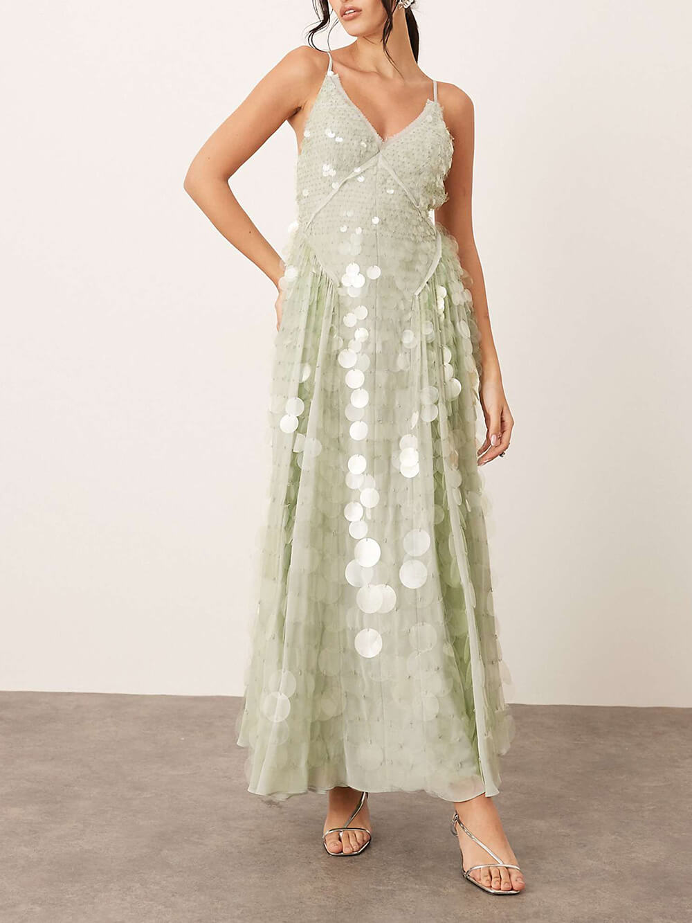 Embellished Sequin Cami Maxi Dress