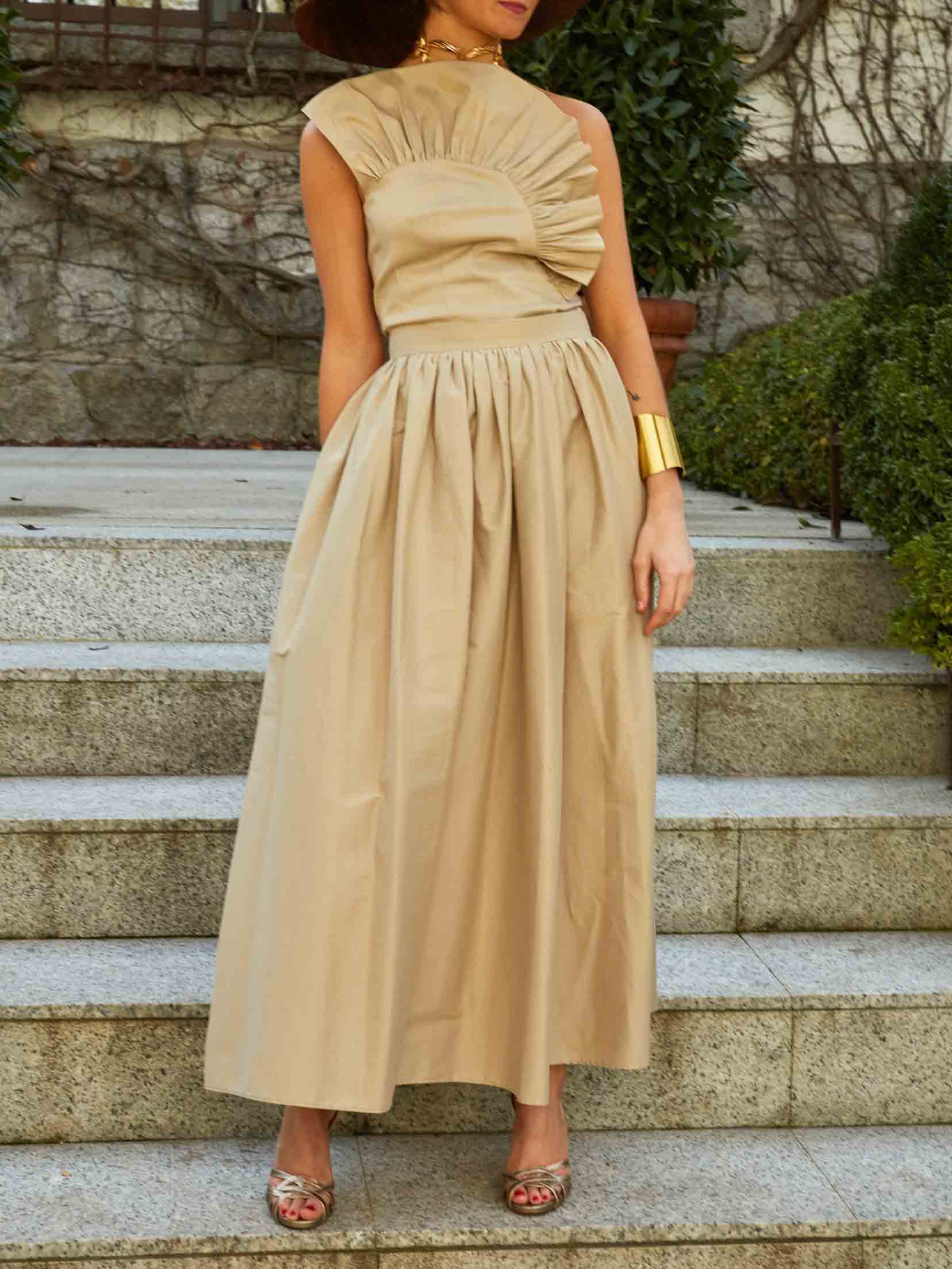 Exquisite Asymmetric One-Shoulder Ruffle Top Two-Piece Set