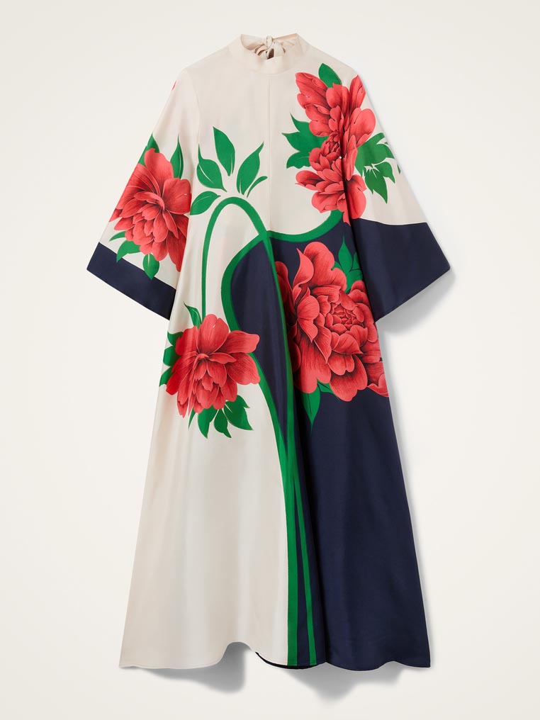 Elegant Floral Print Flared Sleeve Maxi Dress