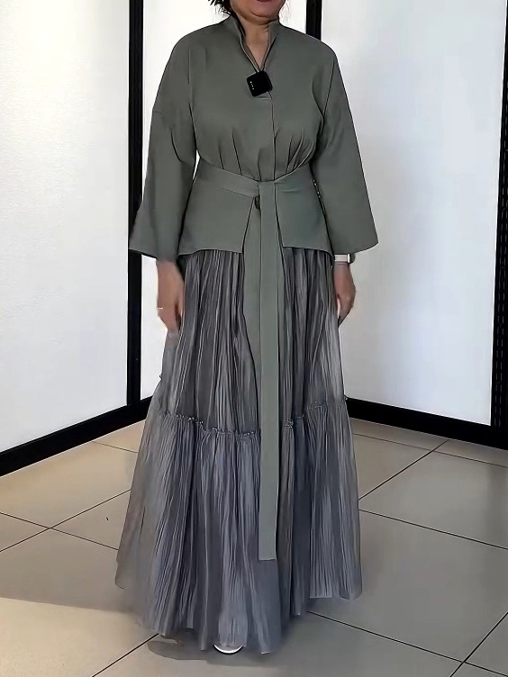 Unique Waist-belted Maxi Dress