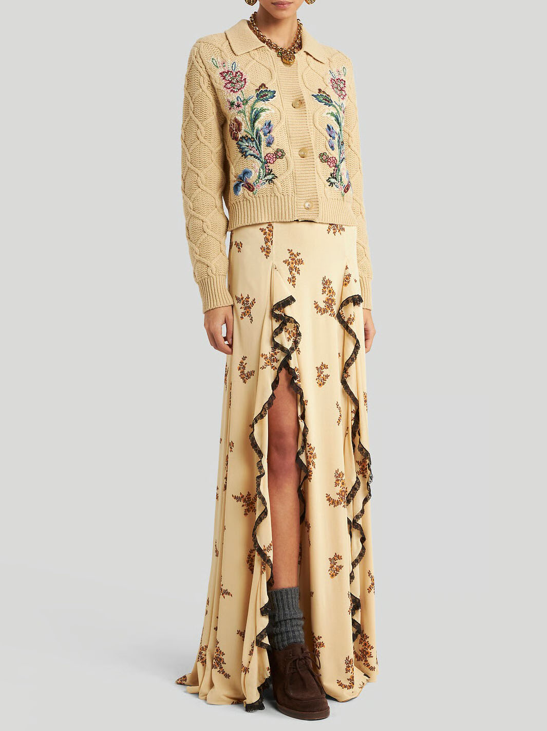 Rose Embroidered Knitted Cardigan