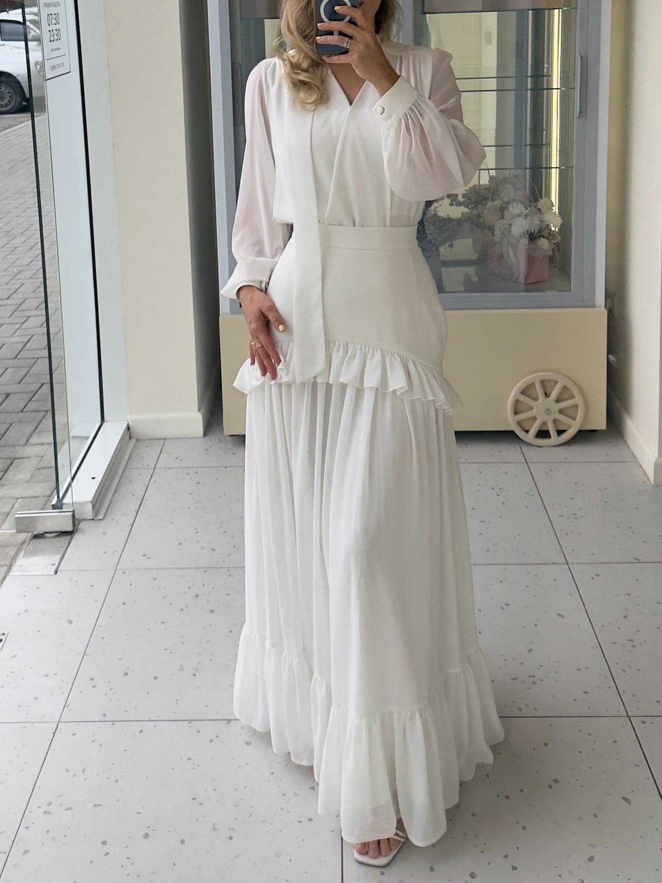 Elegant Chiffon Ruffle Skirt Two-piece Set