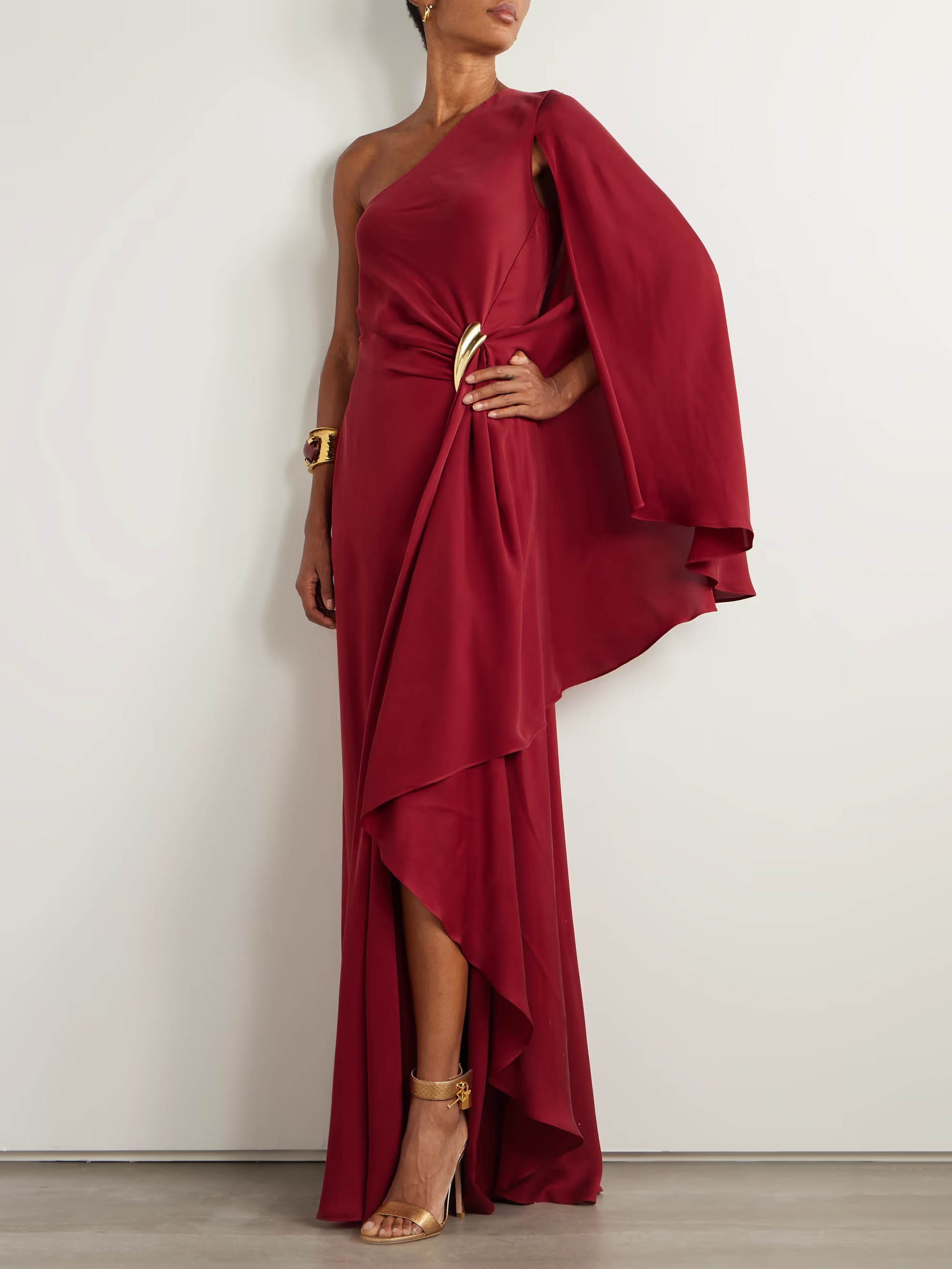 Elegant One-shoulder Irregular Draped Maxi Dress