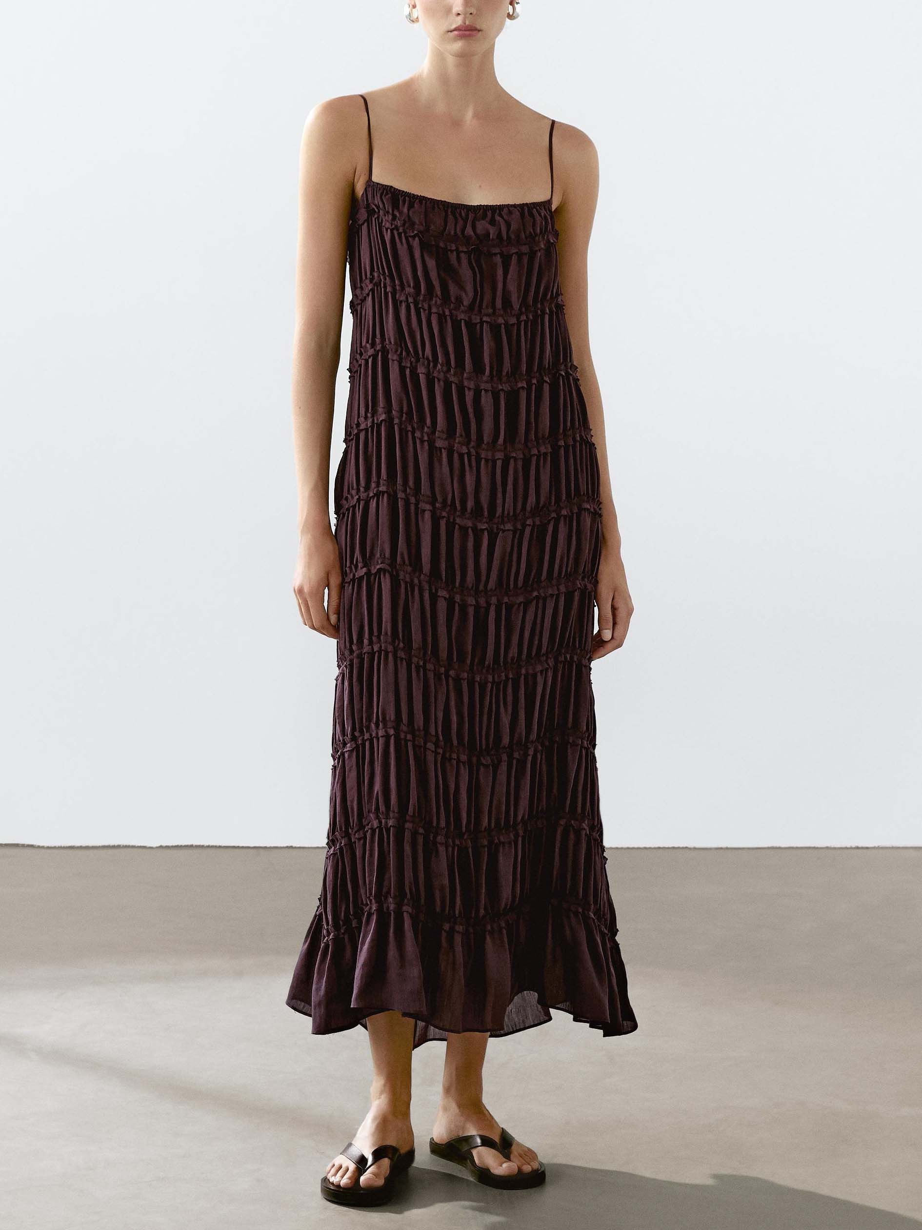 Fashionable Casual Halterneck Pleated Long Dress