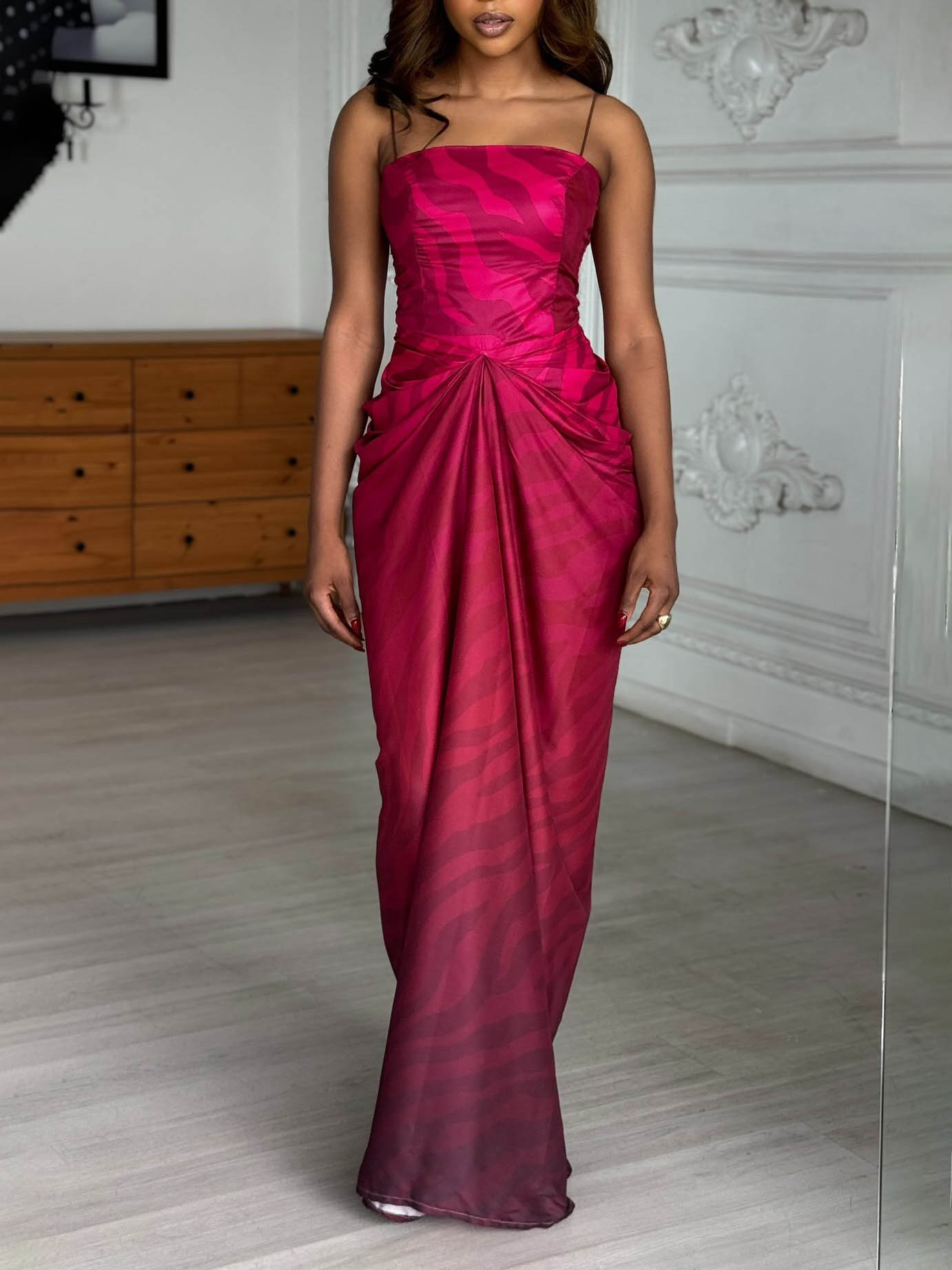 Elegant Animal Print Maxi Dress