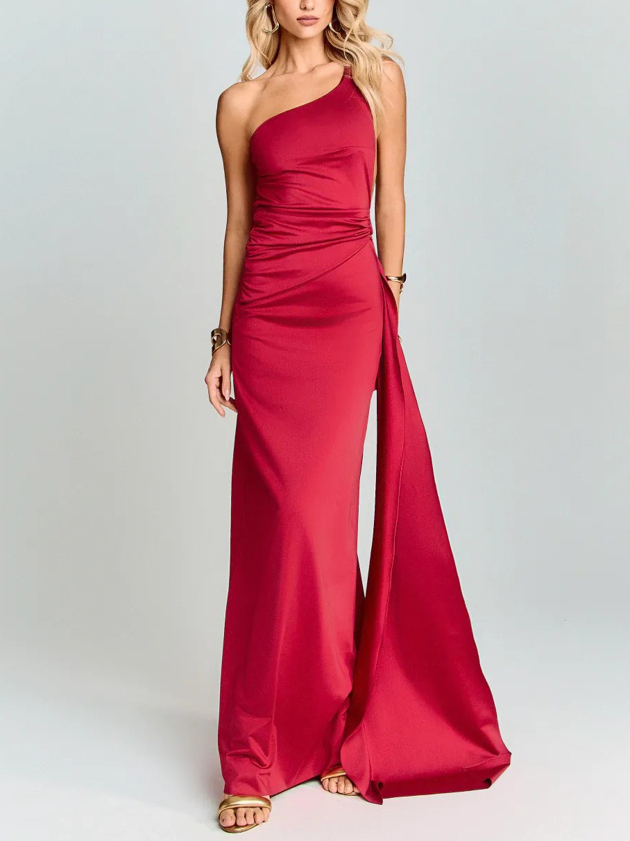 Elegant Satin Open-back Maxi Dress