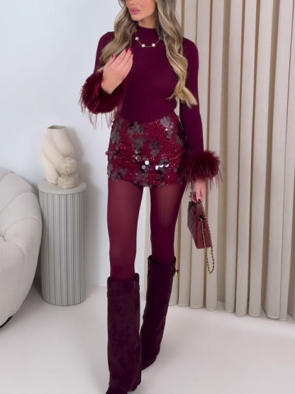 Exquisite Sequined Mini Skirt