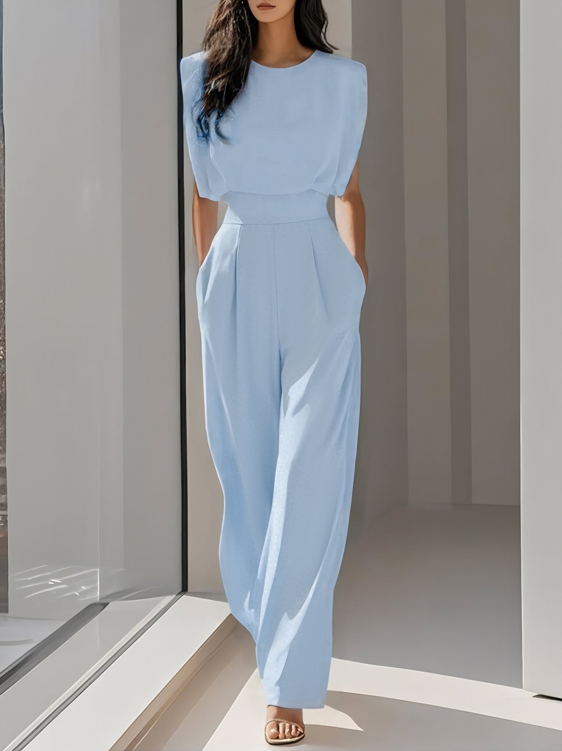 Elegant Sleeveless High Waist Wide Leg Jumpsuit