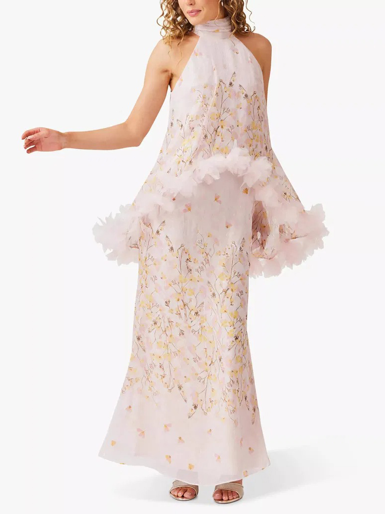 Elegant Floral Print Chiffon Skirt