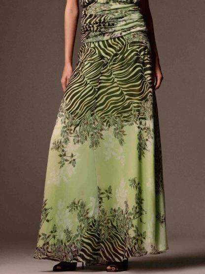 Elegant Gradient Zebra Print Cami Top & Skirt Two-Piece Set