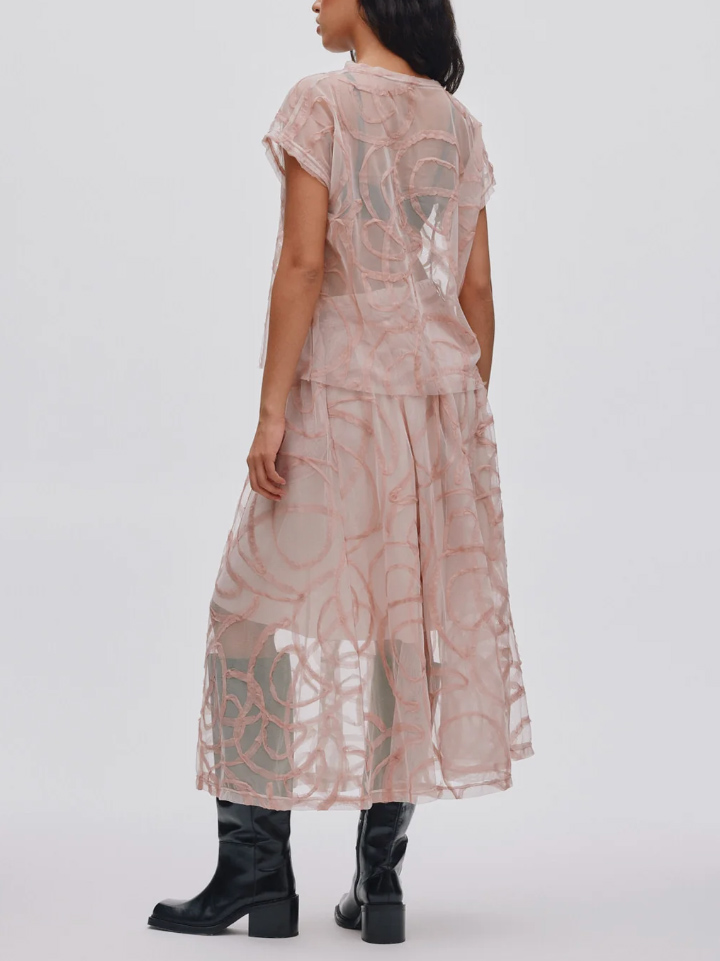 Elegant Jacquard Tulle Skirt Two-Piece Set