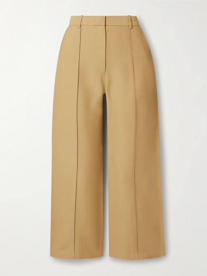 Exquisite Pleated Trim Straight Cropped Pants