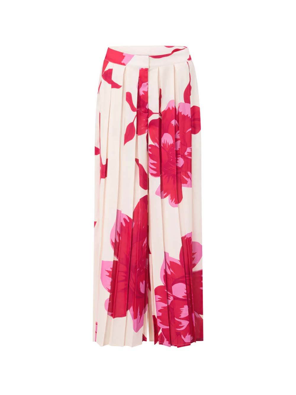 Elegant Printed Satin Ruched Pocket Wide-Leg Pants