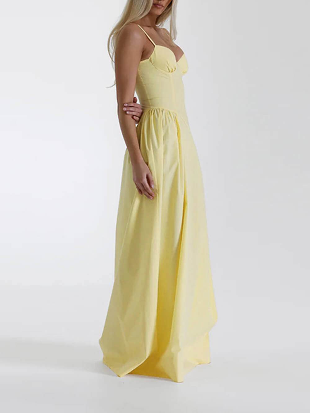 Summer A-Line Fitted Vacation Spaghetti Strap Maxi Dress