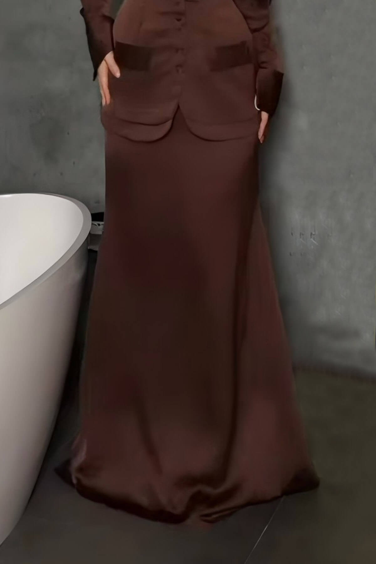 Elegant Satin High-Waist Mermaid Maxi Skirt