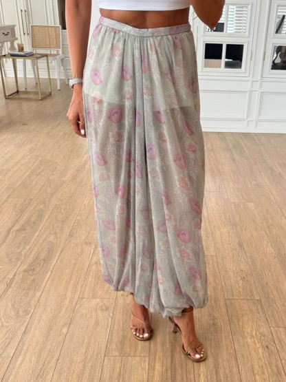 Exquisite Floral Print Chiffon Bloomers