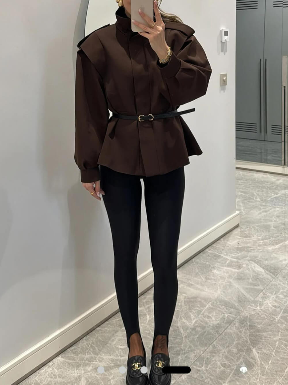 Modern Bold Stand Collar Button-Up Lantern Sleeve Loose Jacket