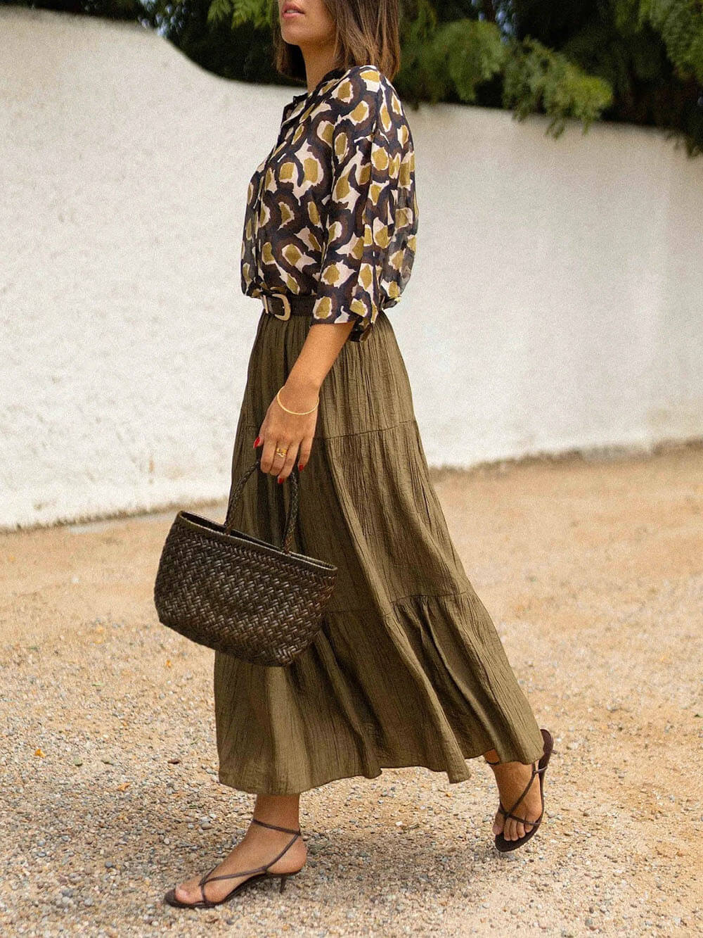 Fashion Casual Ruched Elastic Waist Skirt