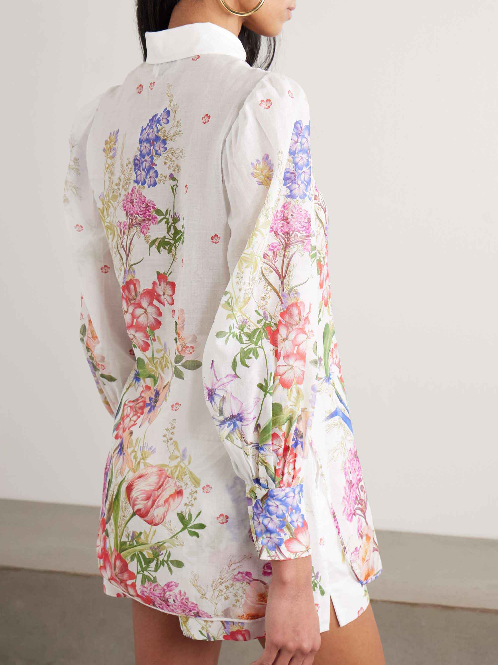 Floral Print Long-sleeved Shirt Two-piece Set