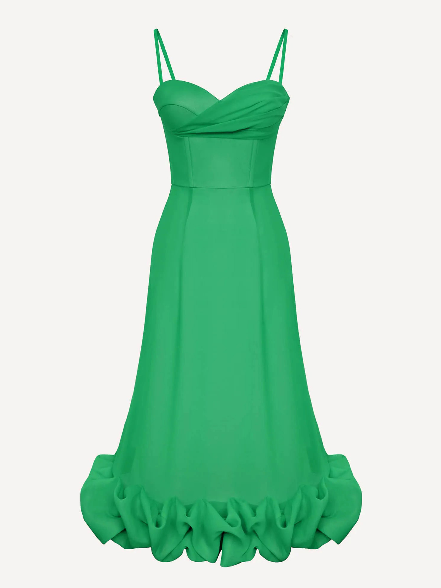 Elegant Sweetheart Ruffle Hem Satin Mermaid Maxi Dress