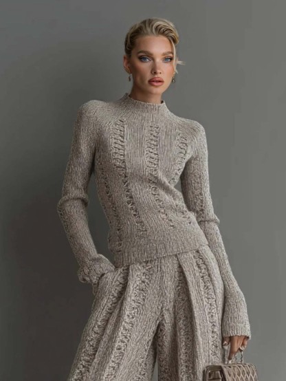 Casual Turtleneck Knitted Pullover Sweater