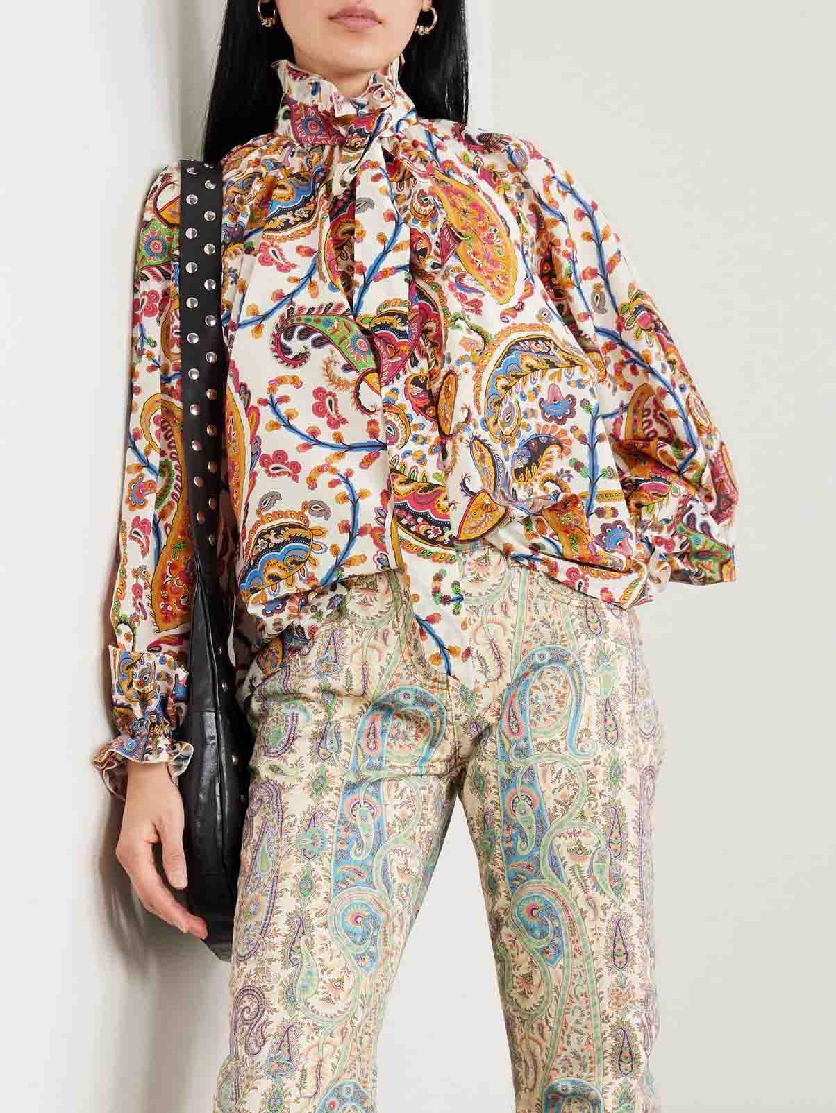 Exquisite Bow-Tie Paisley Print Shirt