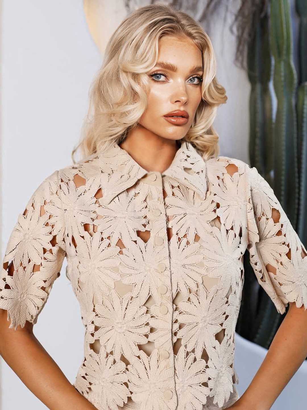 Elegant Lace Midi Skirt