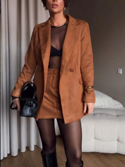 Casual Suede Lapel Blazer