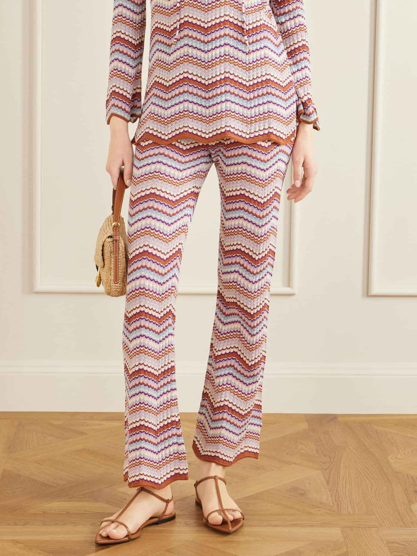 Casual Zigzag Stripe Knit Two-Piece Set