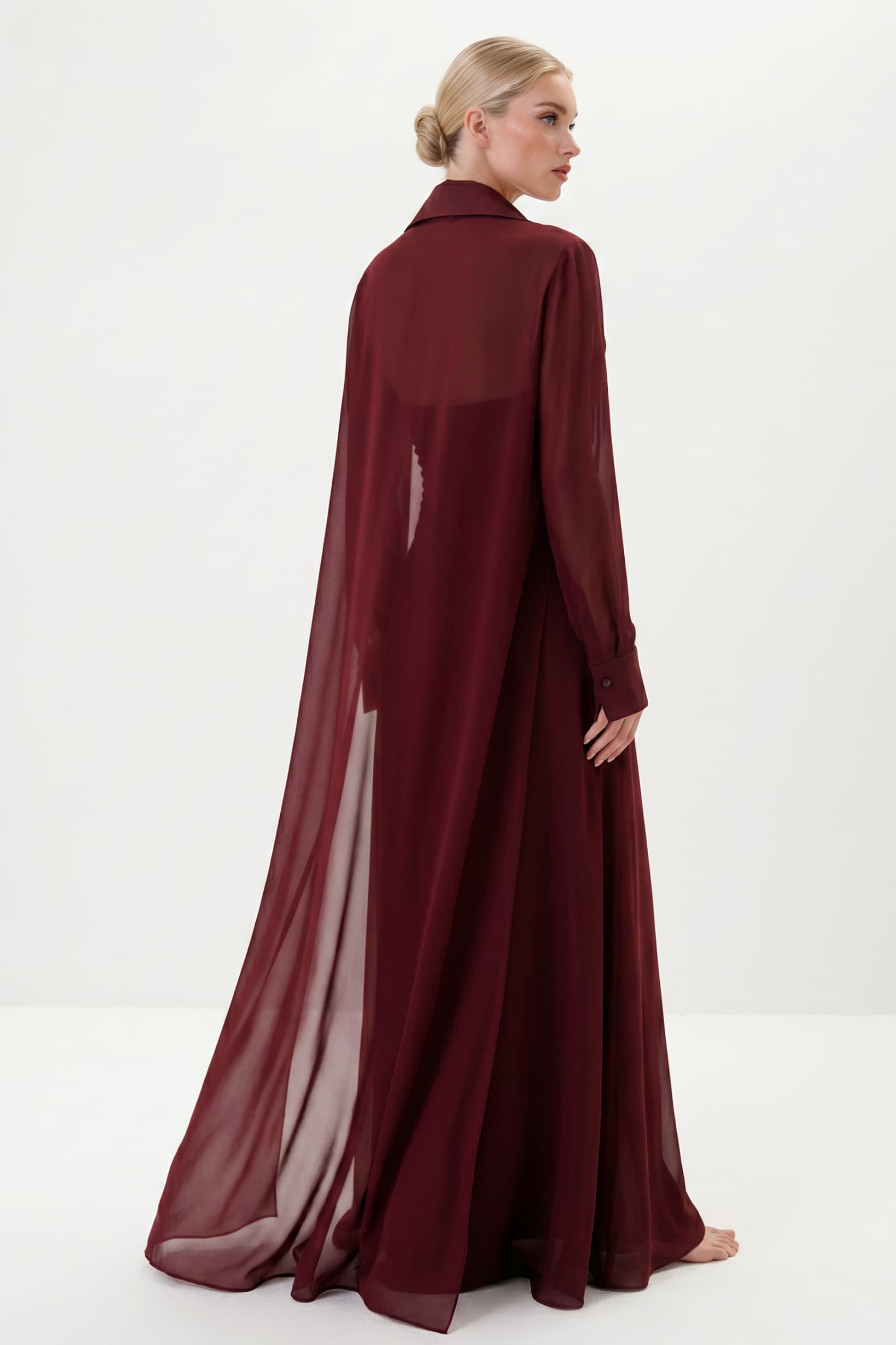 Elegant Satin Maxi Dress & Long Sheer Chiffon Cover-Up Two-Piece Set