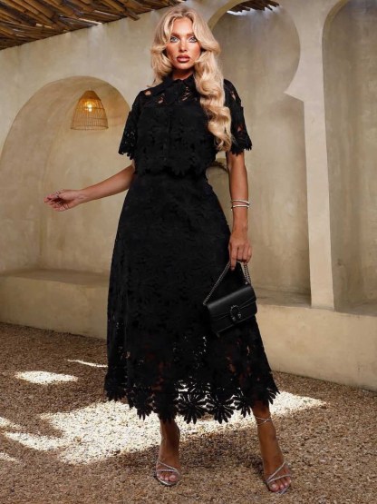 Elegant Lace Midi Skirt