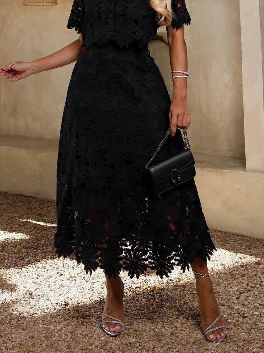 Elegant Lace Midi Skirt
