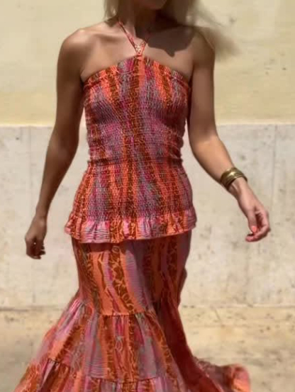 Casual Retro Folk Style Printed Tank Top