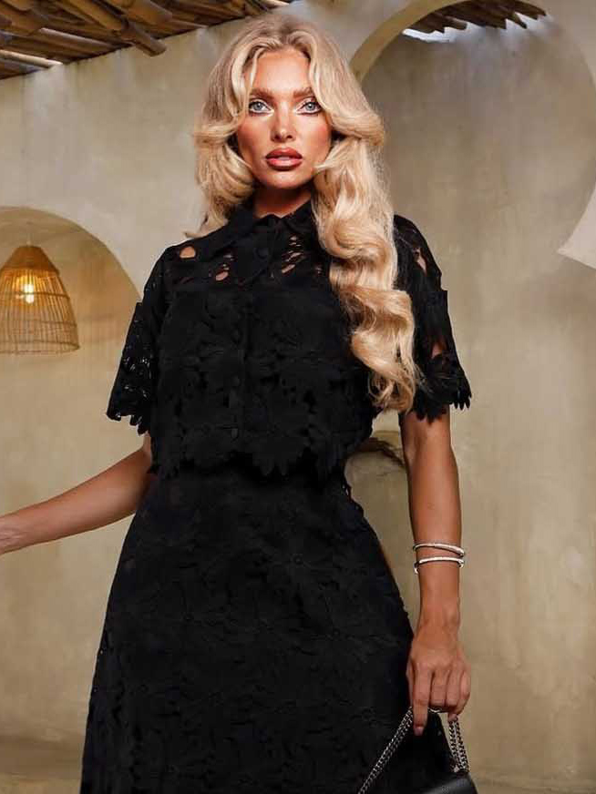 Elegant Lace Midi Skirt