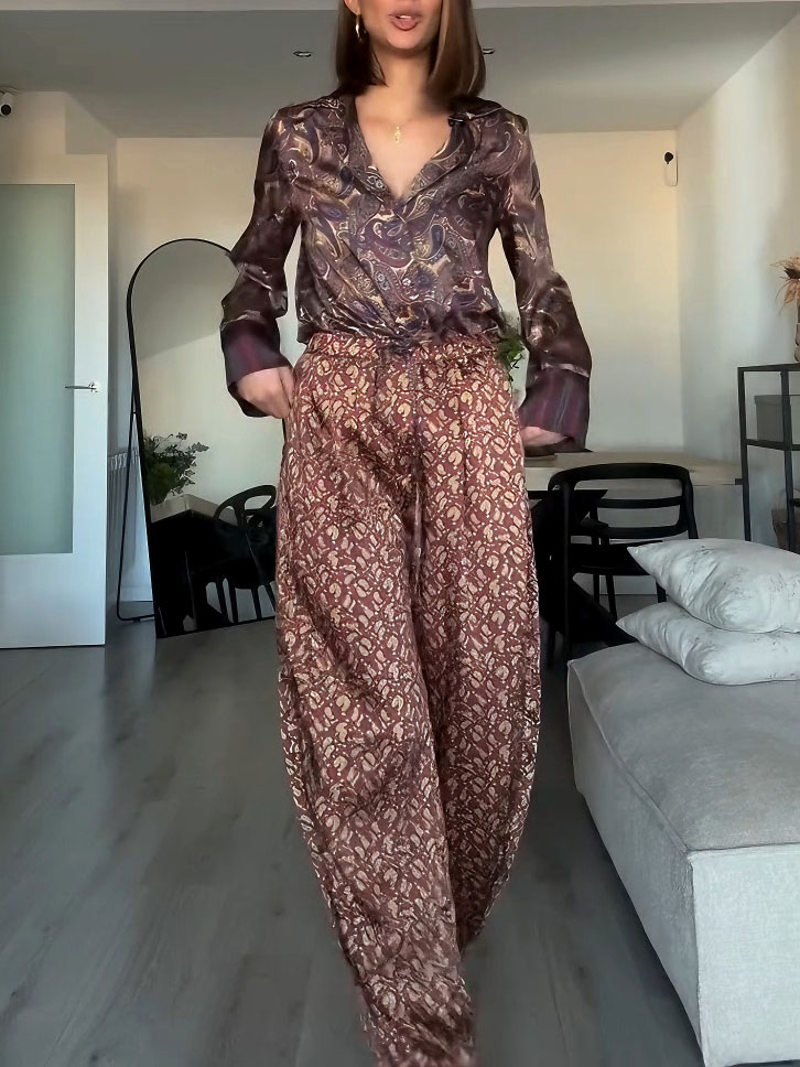 Retro Paisley Print Pants