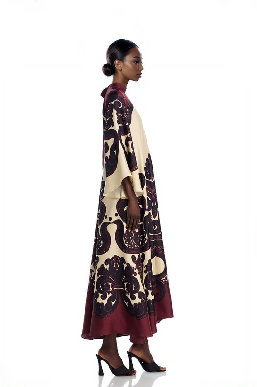 Elegance Ease Stunning Grenadilla Print Maxi Dress