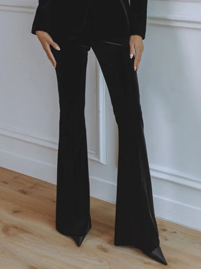 Elegant Satin Lapel Velvet Blazer