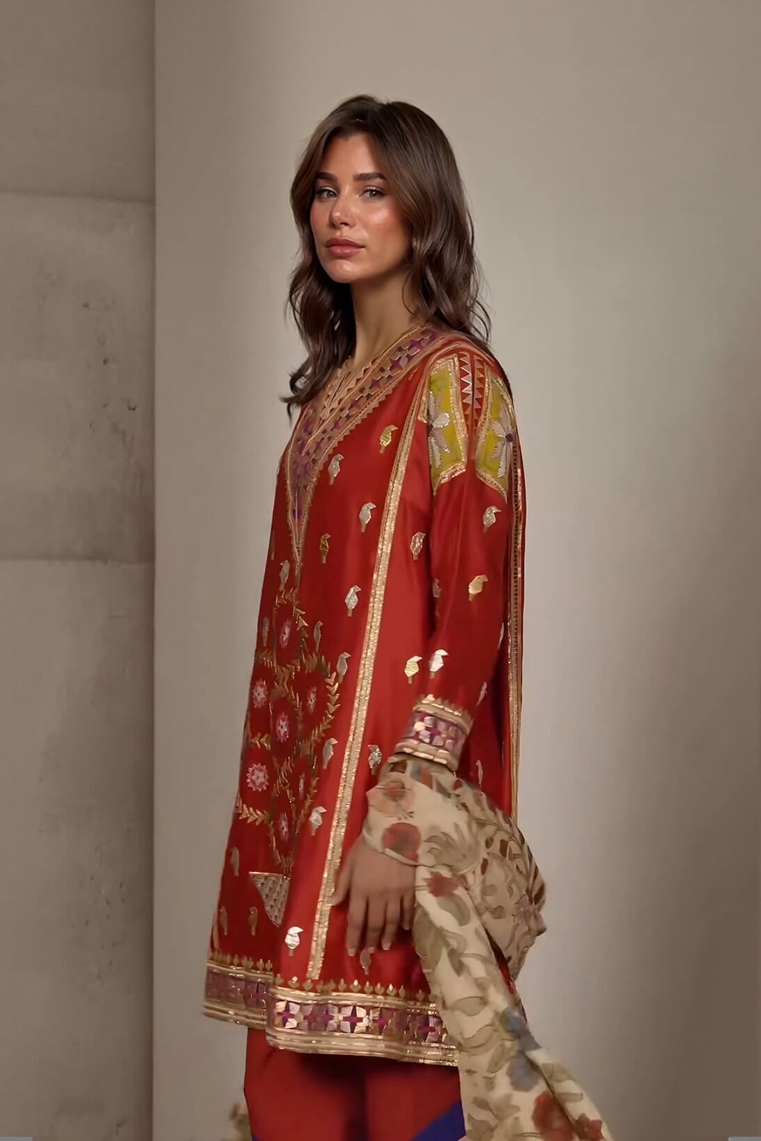 Unique Ethnic-Print Loose Mid-Length Top