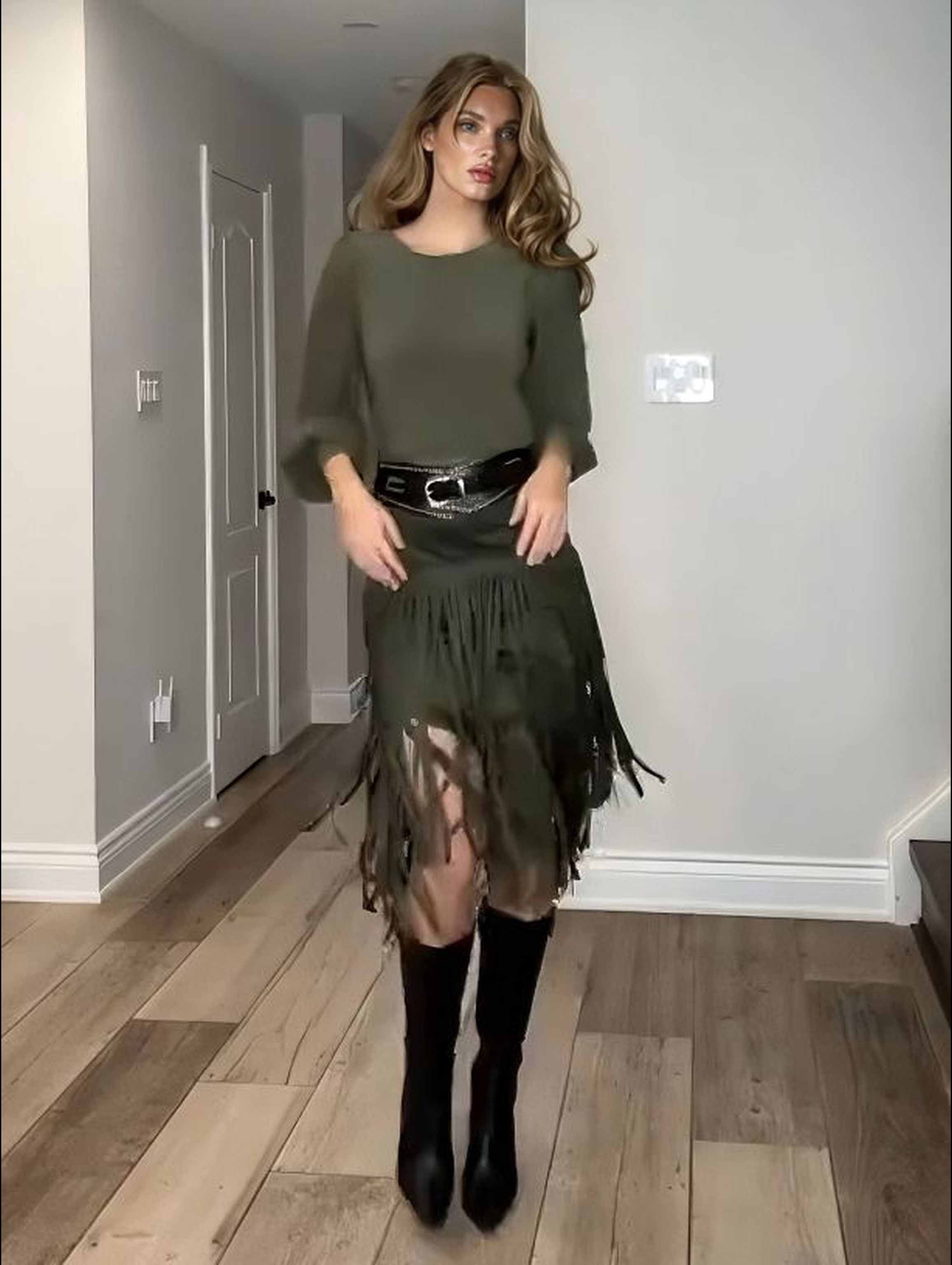 Elegant Bell-Sleeve Solid Knit Top