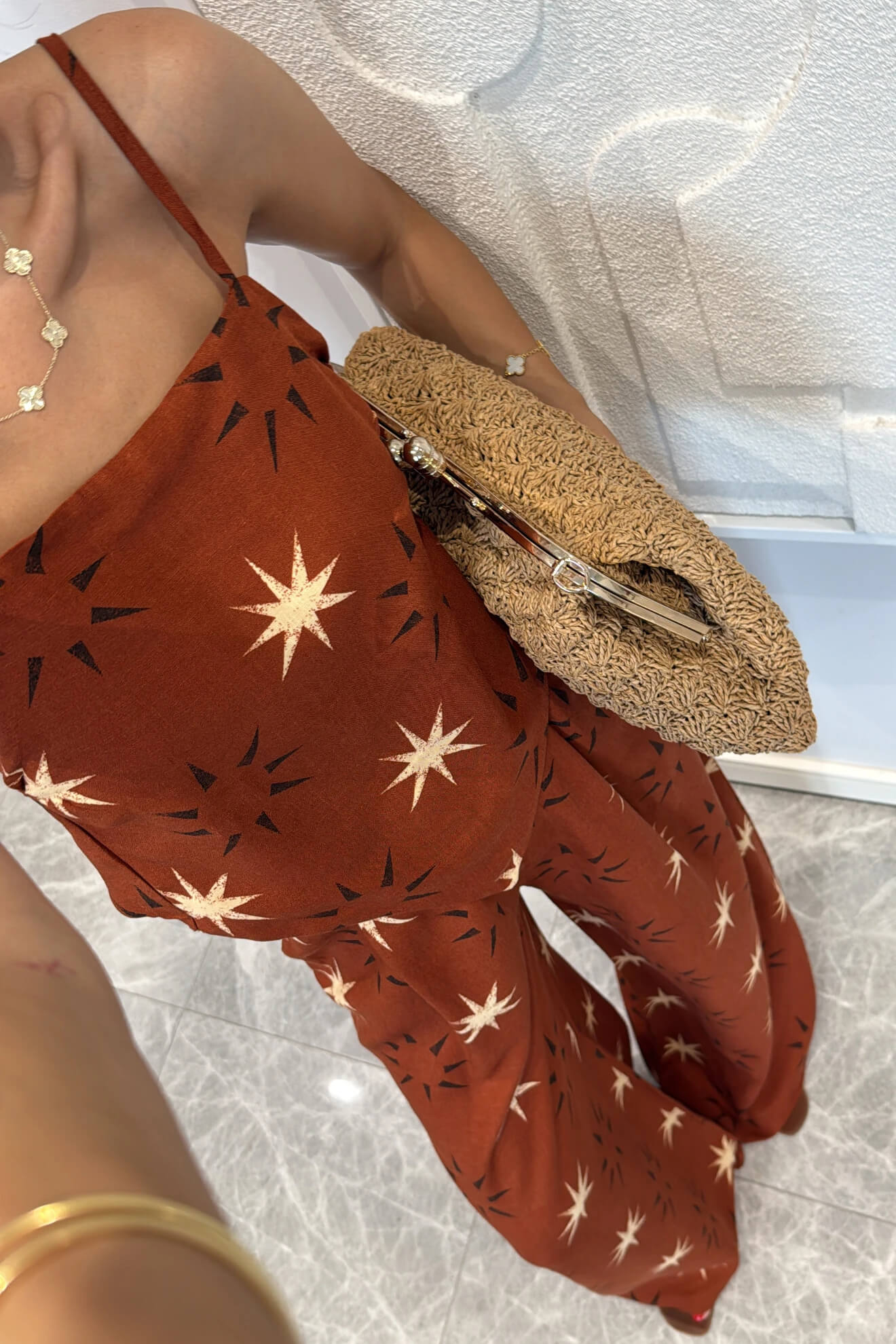 Exquisite Star Pattern Cami Top And Wide-Leg Pants Set