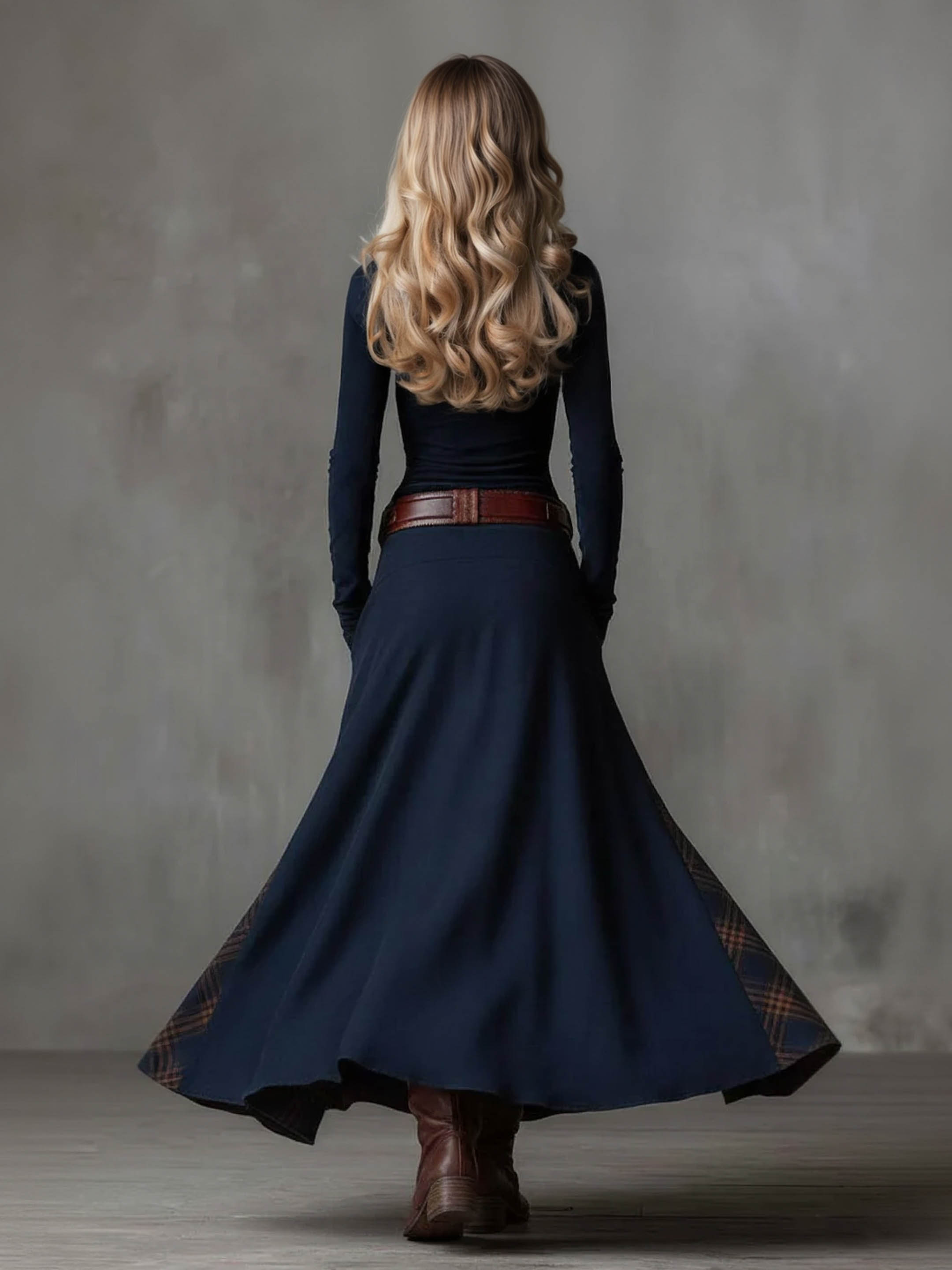 Retro Plaid Patchwork Maxi Dress