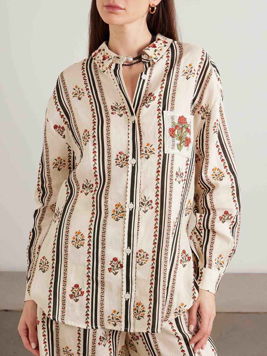 Bohemian Printed Striped Shirt