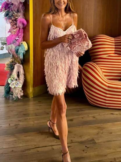 Delicate Fringe Mini Dress