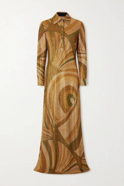 Fashion Unique Printed Knit Sequin Maxi Dress