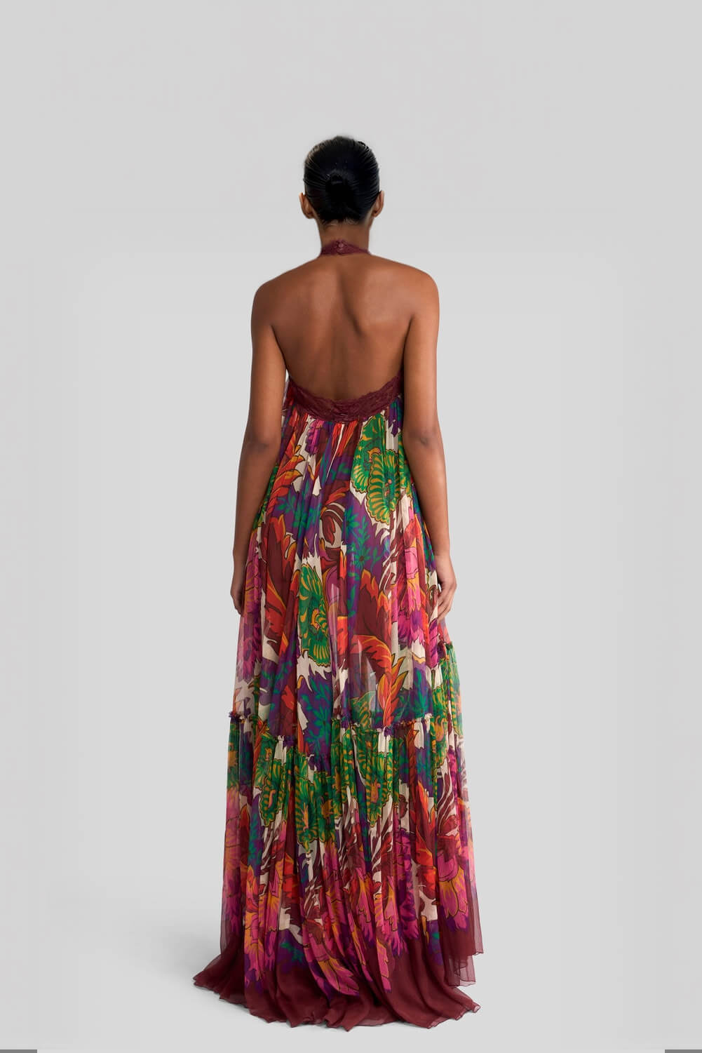 Boho Backless Ruffle Trim Dress