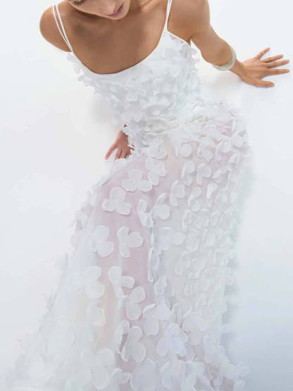 Delicate Floral Backless Chiffon Maxi Dress